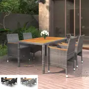 Garden Dining Set 5 Piece Poly Rattan Patio Table and Chair Black/Grey vidaXL