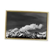 Dolomites with Billowing Clouds Gold Floater Framed Canvas Wall Art Design by