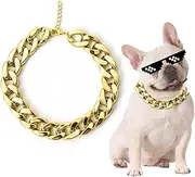 Gold Chain Dog Collar | Adjustable Walking Metal Chain Collar | Metal Training Choke Collars Necklace, Jewelry Aluminum Alloy for Indoor Use, Training