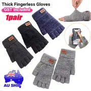 Thick Fingerless Gloves Driving Gloves Knitted Alpaca Wool Half Finger Mittens