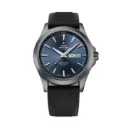 Swiss Military by Chrono SMP36040.18 Men's Watch - Blue Dial, Black Silicone Str