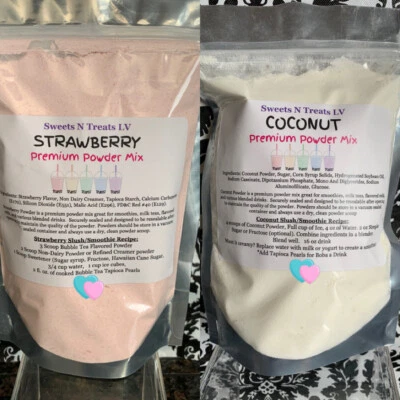 Premium STRAWBERRY COCONUT Powder Boba Bubble Tea Tapioca Pearl Smoothie 12 oz