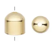 Cord End, Gold Plated Brass 8x8mm Cord End Caps with Hole & 7mm ID