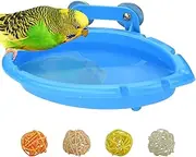 Mygeromon Bird Bath for Cage-Small Tub Bowl for Hang Inside Cage Birdbath Shower for Parrot/Parakeets/Cockatiels/Canary/Budgerigar (Blue)