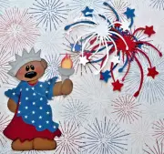 Premade Paper Pieced Title for Scrapbooking 4th of July, Statue of Liberty +