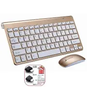Spanish Hebrew Korean Thai Wireless Keyboard Mouse Combo 2.4G Mini Portable Wireless Keyboard and Mouse for Windows Mac Android Gold Thai language