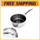 1.5 Quart Hybrid Non-Stick Stainless Steel Saucepan with Comfortable Lid