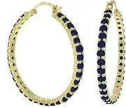 [Galaxy Gold GG] 14k Solid Gold Sapphire Hoop Earrings