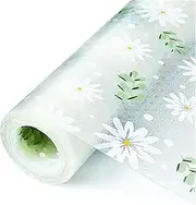 Shelf Liner, Waterproof Refrigerator Liner, Drawer Liners for Kitchen Cabinet, Bathroom Sink Mat No Slip Cupboard Mats Non Adhesive Fridge Liner EVA Place Mats Roll - Leaf Daisy 17.7"×78.7"