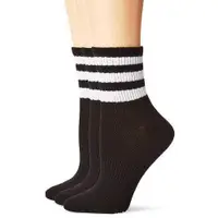 在飛比找ETMall東森購物網優惠-Adidas 2019女時尚黑色白條紋中統襪3入組