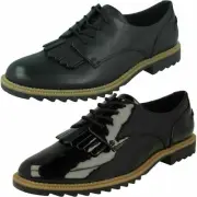 LADIES CLARKS LACE UP WORK SMART CASUAL LEATHER PATENT SHOES SIZE GRIFFIN MABEL