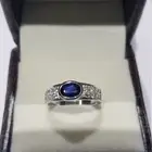 1.40 Ct Sapphire & Natural Diamond Wedding Bezel Ring 14k Solid White Gold