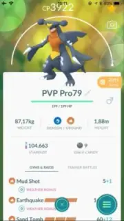 Pokemon Shiny Garchomp Leve 40 - 3 Moves - PVP Master League- Trade 20k stardust