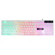 Rainbow RGB Membrane Gaming Wired Keyboard 104 Keys Full-Size ABS Backlight Modes-White