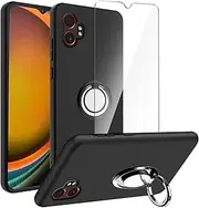 LYZXMY Case for Samsung Galaxy XCover7 Pro (6.6 Inches) Black Case + Rotating Ring Holder + Tempered Glass Screen Protector