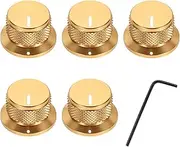 uxcell 5Pcs Aluminium Knurled Potentiometer Knobs 1/4" Volume Tone Control Top Hat Knob for Guitar Instruments Audio Mixer Amplifier Gold