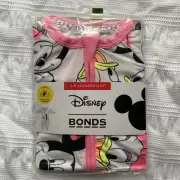 Bonds x Disney Mickey & Friends Minnie White Pink Zip Wondersuit Size 000 BNIP
