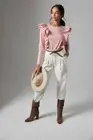 NWT Anthropologie Karina cotton Ruffled Top size S mauve color