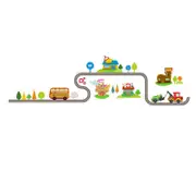 Catzon 2Pcs Removable Cute Cartoon Kids Room Wall Decal City Car Circled Curved Road Wall Stickers-082