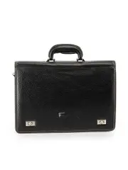 Black Leather Document File Briefcase