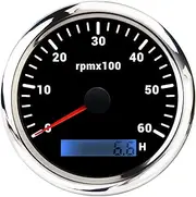 PMGMZPGPMA 7 Color Backlight 85mm Tachometer for Marine Boat Motorcycle Car 3000 4000 6000 7000 8000 RPM Tacho Gauge with LCD Hourmeter Automobile Tachometer(R)