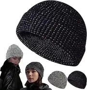 [Yienning] Winter Reflective Beanie Hat for Men Women, Warm Cuffed Winter Knit Hat Cap for Running Outdoor Sports High Visibility