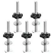 5Set M8x100mm T Track Bolts Knob Kit 32mm Hex Hand Nut with Washer Black