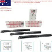 Boring Bar 3pc Set 12MM kit with 3 free Tungaloy Japanese Inserts Hard & Ground