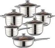 Professional 5-Layer Thick Bottom Frying Pan Set 12 Pieces Boiler Set European Style Ear Tube Smokeless Soup Pot Cooking Pot Set