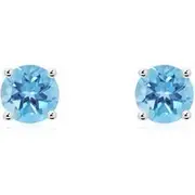 Basket-Set Round Swiss Blue Topaz Studs