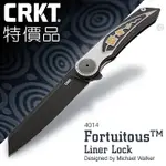 【LED LIFEWAY】CRKT 特價品 FORTUITOUS (公司貨-黑刃) LINER LOCK 折刀#4014