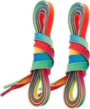 [BIUDECO] Rainbow Gradient Waxed Shoe Laces Flat Elastic for Hiking Boots Skating Shoes and Sneakers 72 Inches Long-Lasting Color