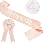 [YALLNASL] Birthday Girl Sash for Women Brooch for Birthday Pin Button Tinplate Birthday Badge Pins Birthday Party Brooches for Girls Kids Birthday Party Dress Up