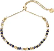 [PAVOI] 14K Gold Plated Colored Beads Bracelet for Women | Festival Cherry Quartz Amazonite Sodalite Moonstone Pearl Adjustable Slider Bracelet