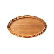Japanese walnut carved multi-purpose tray [oval shape] plate