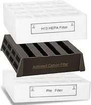 3-in-1 Air Filter Replacement Kit – Includes Pre-Filter, Activated Carbon & True H13 HEPA Filter | Captures 99.97% of Dust, Pollen, Smoke & 0.3 Micron Particles