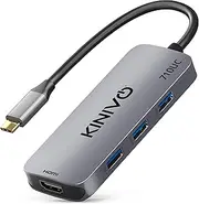 Kinivo 710UC USB C Hub (7 Port USB-C Adapter- 3 USB 3.0-5Gbps Data, 4K HDMI, 100W PD, SD, TF Card Reader) - Compatible with MacBook Pro Air (Thunderbolt 3), iPad Pro, Chromebook, XPS, Samsung