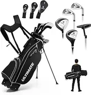 [Ultimate] Men's Golf Club Set, Complete Golf Clubs Package Set & Portable Stand Bag w/Driver, #3 Fairway Wood w/Headcover, #4 Hybrid, #6/ #7/ #8/ #9 Irons, Pitching Wedge, Putter