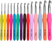 Crochet Hooks Set Clover Amour Steel Pastel 14 Pcs Ergonomic Easy Grip Bright*