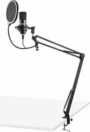 Vonyx CMS300B Studio Microphone Set Recording USB MIC Pack Echo Black Pop Filter Podcasting Boom Arm Shock Mount Wind Sock XLR Lead