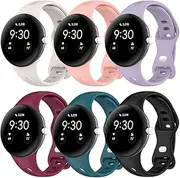 [RuenTech] Compatible with Google Pixel Watch Bands, Soft Silicone Replacement Straps Adjustable Sport Wristbands for Google Pixel Smart Watch (6-Pack)