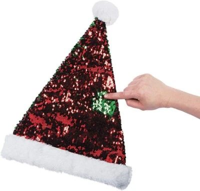 Flipping Sequins Santa Hat - Christmas Santa Clause Novelty Hat - Funny Present