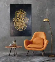 Gold Hamsa Hand Painting Canvas Art By Kim Magee Modern Home Décor Zen Art