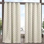 Exclusive Home Curtains Bamboo Trellis Indoor/Outdoor Light Filtering Grommet Top Curtain Panel Pair, 54x120, Khaki/Ivory