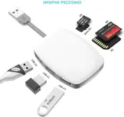 Memory Card Reader w/Type C Cable Connector, 7 in 1 USB2.0 Hub Multi-Card Reader