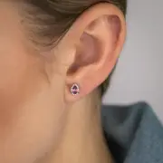 Pink Topaz and Diamond Stud Earrings in 9ct White Gold