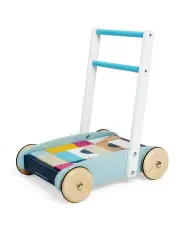 [BIGJIGS TOYS] Wooden Baby Walker w/Bricks Toddler Walking Play Toy 12m+ 44cm in Multi