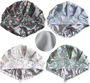 [Besforta] 4 Pcs Satin Lined Scrub Caps Women Adjustable Nurse Surgical Hat with Buttons Sweatband Ponytail Working Cap