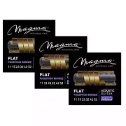 3-PACK Magma GA130PBF Flat PB Acoustic Guitar Strings, Medium Light 11-52