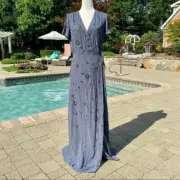 NWT Anthropologie BHLDN Plymouth Wrap Dress Long Beaded MOB Purple Wedding 12